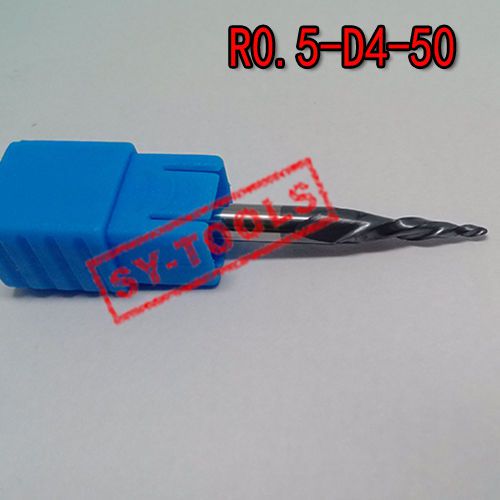 2pcs r0.5*d4*15*50 solid carbide tapered ball nose end mill coating tialn hrc55 for sale