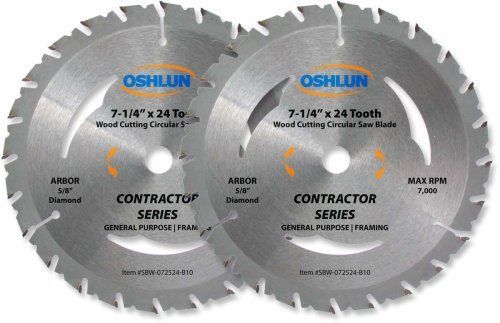 Oshlun SBW-072524-B10.2P SBW-072524-B10 7-1/4-in 24 Tooth ATB Contractor Series