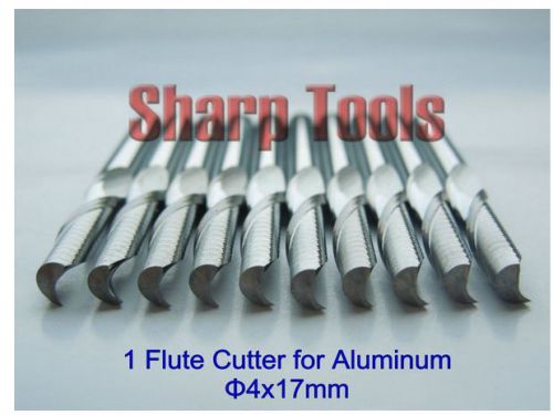 5pcs single flute carbide spiral cutter aluminum cnc router bits 4mm 17mm for sale