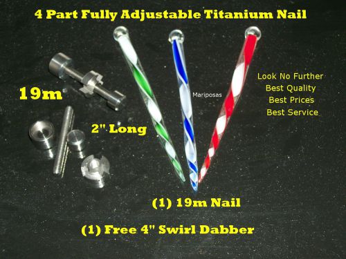19m adjustable titanium nail grade 2 *free glass blown stir tool for sale