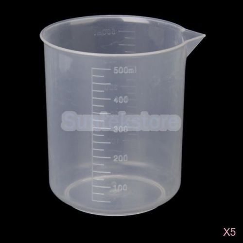5xplastic kitchen lab graduated beaker measuring cup measurement container 500ml for sale