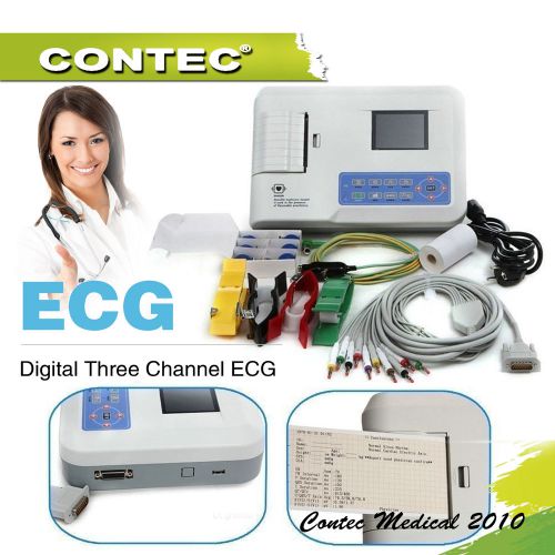 Ecg ekg electrocardiograph 3-ch thermal printer ecg waveforms ac/dc pc software for sale