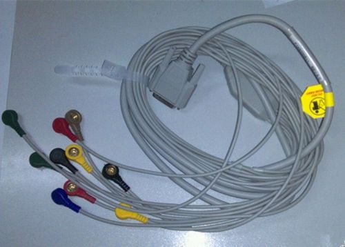 New snap type ecg ekg machine cable 12-lead wire electrocardiograph gilding pvc for sale