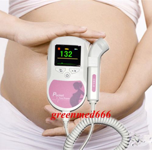 Fetal Doppler 3MHz w Color LCD Back Light &amp; Heart Beat Waveform Color Screen