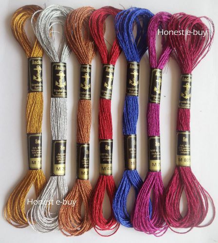Anchor Metal Color Stranded Polyster Floss Skein 7 Different Colours 1 Each