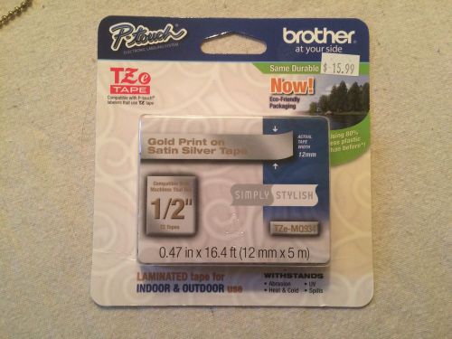Brother P-Touch Tape Cassette 1/2&#034; GOLD on SILVER TZe-MQ934 Indoor/Outdoor NEW!