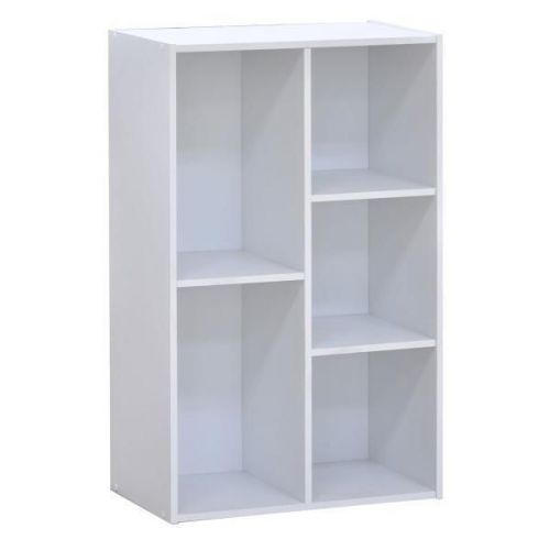 Alexie 5 Compartment Multi Shelf - White storing books, DVDs