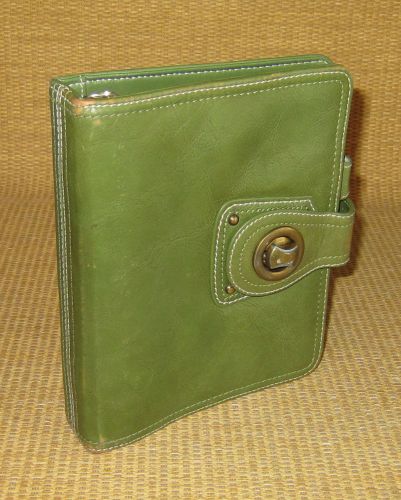 Compact 1&#034; Rings | Green LEATHER FRANKLIN COVEY Open Planner/Binder