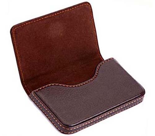 Leatherette Business Name Credit Card Holder Wallet Case Coffee B37F