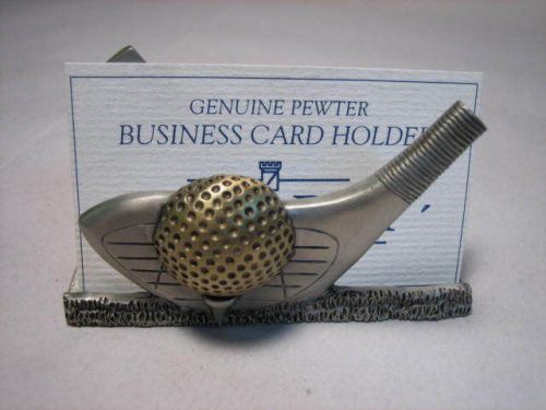 Solid Pewter Golf Theme Business Card Holder NIB Free Ship