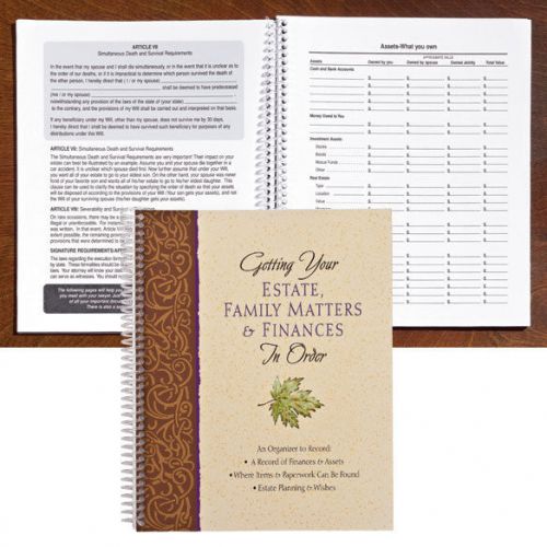 Estate and Financial Planning Organizer Softcover Spiral Bound Store Documents