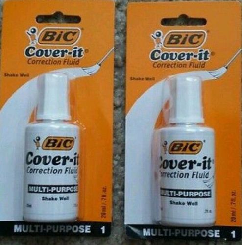 2 Pack BIC Cover-it White Out correction fluid liquid paper 0.7oz