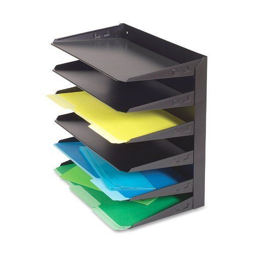 Desk Organizer-Steel-Black-6 Tier Legal Size-Horizontal-Yes Wall Mounted-Bad Ash