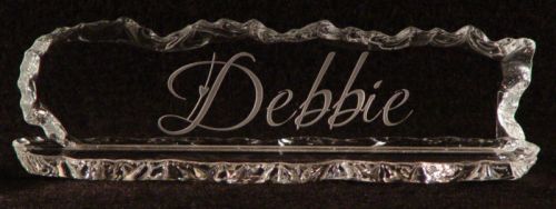 Personalized Glass Name Plate engraved 8 inches wide