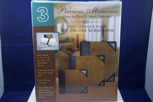 PRECIOUS MEMORIES FAUX LEATHER &amp; SUADE 3PC DELUXE SCRAPBOOK FROM SARA D.WARD