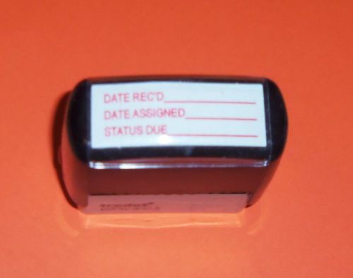 TRODAT PRINTY 4913 OFFICE STAMP WITH DATE REC&#039;D, DATE ASSIGNED, STATUS DUE GC