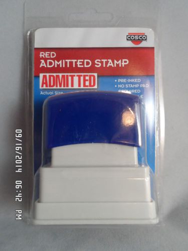 Cosco, Pre-Inked Stamp, &#034;ADMITTED&#034;, 3/8&#034;x1-7/16&#034;, Red, NEW FACTORY SEALED