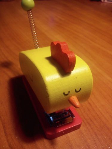 Mini Stapler Wooden Figure Chicken - Yellow - Ideal For Kids &amp; School - FREE P&amp;P