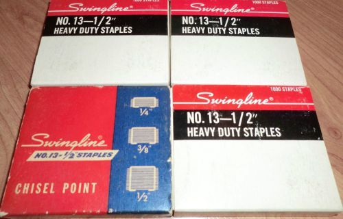 Lot of 4 Boxes Swingline #13 High Carbon Chisel Pointed 1/2&#034; Staples Heavy Duty