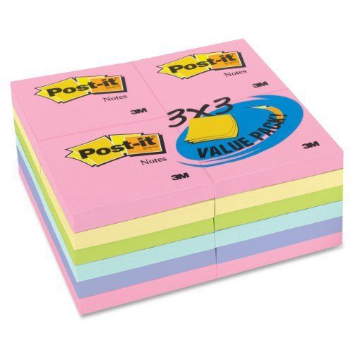 Post-it notes value pack in pastel colors - 100 sheet - 3&#034; x 3&#034; - (65424apvad) for sale