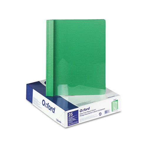 Clear Front Report Cover, 3 Fasteners, Letter, 1/2&#034; Capacity, Green, 25/Box