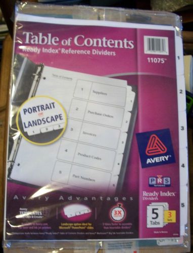 Avery ReadyIndex Reference Dividers, Table of Contents, 3 Sets of 5 Tabs