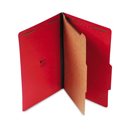 Pressboard classification folders, legal, four-section, ruby red, 10/box for sale