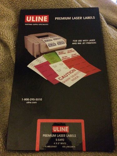 Uline Premium Laser Labels 4x6&#034; White 400 Count