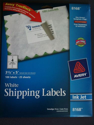 Avery 8168 White Shipping Labels 3 1/2 x 5 - 100 Labels 25 Sheets - Free Ship