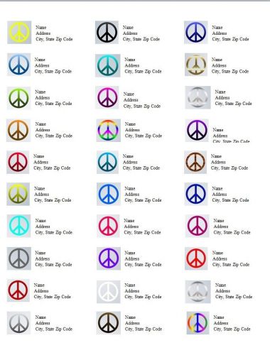 Personalized Address Labels Peace Signs all 30 pictures (p1)