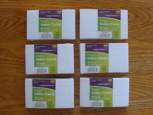 Wexford Index Cards White 3 x 5 Ruled 100/Pack x 6 (600 total)