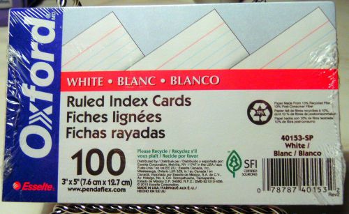 Oxford White Ruled Index Cards, 3&#034;x 5&#034;, 100/PK