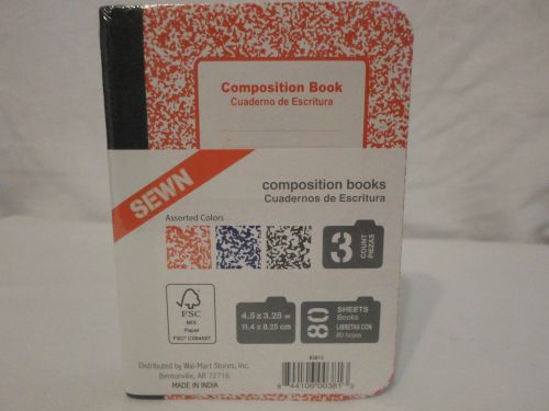 3 - Sewn! Mini Composition Notebooks Pocket Journal Memo Pad  80 Sheets Each