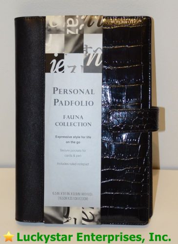 i.e. Personal Padfolio - Fauna Collection - Black Faux Croc -9&#034; x 6.5&#034; - NEW