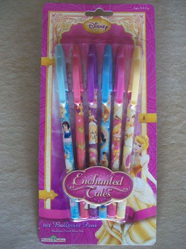 Disney Princess Enchanted Tales Set Of 6 Blue Ink Ballpoint Pens~NEW IN PACKAGE!