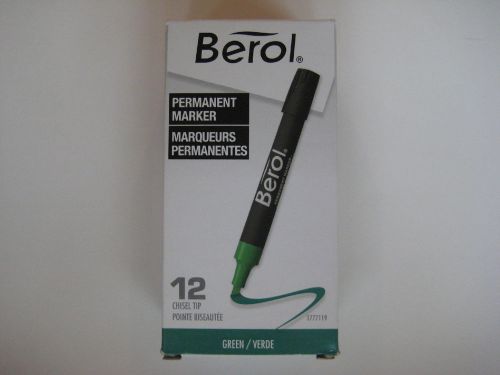 BRAND NEW 12 GREEN Eberhard Faber Berol Permanent Markers Chisel Tip Item 64294