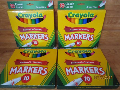 4 Crayola Classic Colors Markers BROAD Line @10ct Nontoxic *NEW* Ship Fast