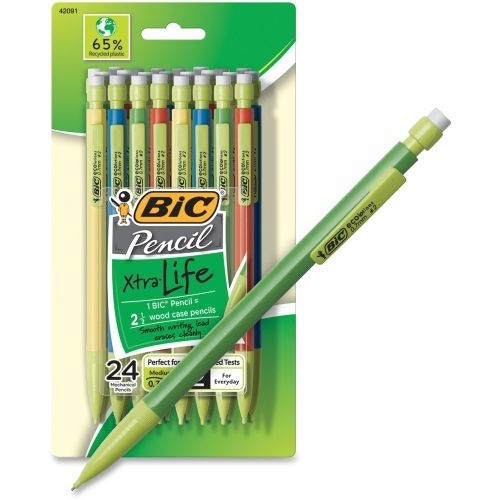 BIC Ecolutions Mechanical Pencils - 0.7 mm Lead -Assorted Barrel -24/Pk