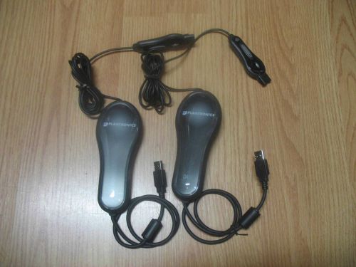 LOT of 2 PLANTRONICS DA60 USB AUDIO HEADSET ADAPTERS w/ IN-LINE QD CABLE