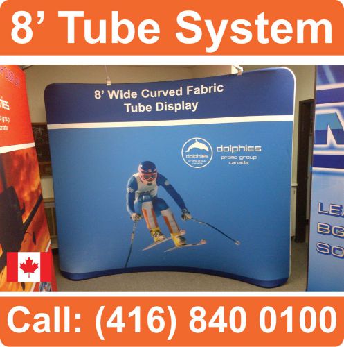 8&#039; wide tradeshow tension fabric tube system pop up booth display + graphics for sale