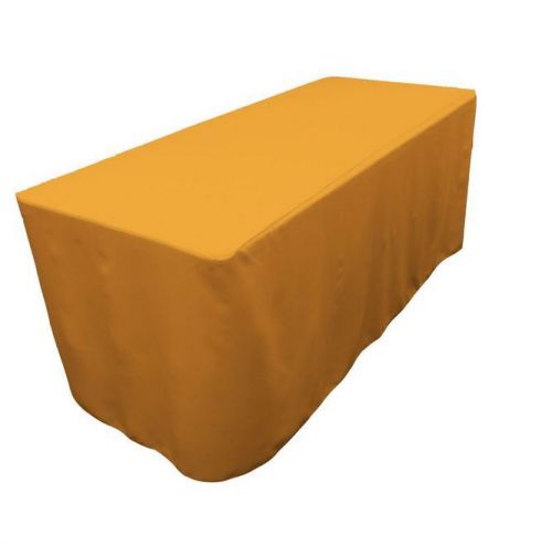 6&#039; ft. Fitted Polyester Tablecloth Wedding Trade show Booth DJ Table Cover GOLD