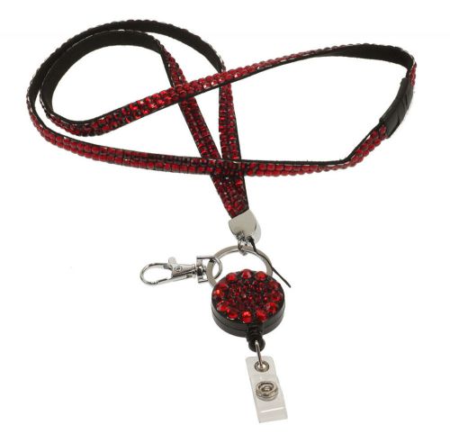 Boojee Beads Red Bling Lanyard w/ Badge Reel &amp; Attachments, New (02-70319)