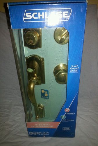 Schlage camelot entrance 505 lock bright brass for sale