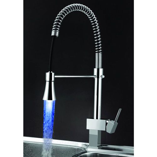 Modern LED Kitchen Faucet with Pull-Out Sprayer Chrome Brass Tap Free Shipping