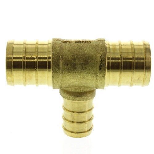 1&#034; x 1&#034; x 3/4&#034; pex reducing tee - brass crimp fitting - lead free for sale