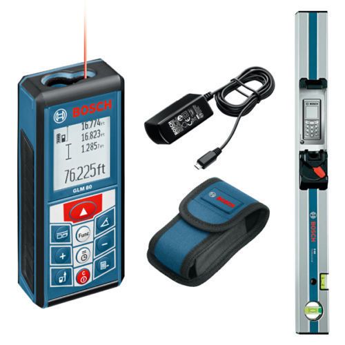 Bosch GLM80+R60 Laser Distance Measurer with 24&#034; Digital Level Attachment 265 ft