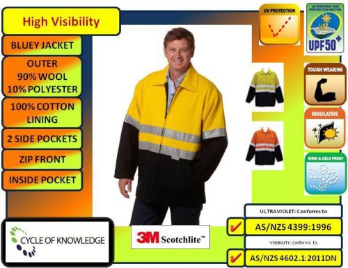Sw31 high visibility safety workwear bluey jacket; warm wool blend 3m tape s-7xl for sale