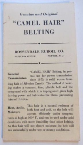 Camel Hair Belting Rossendale Ruboil  power transmissions Info Price Horse Power