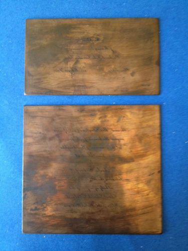 Two Vintage Copper Printing Plates: 1940&#039;s Wedding In Bloomfield Hills Michigan