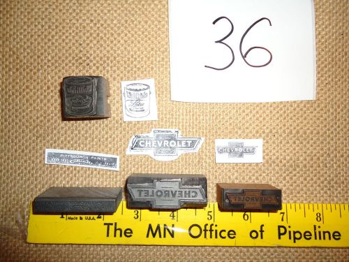 Vintage Letterpress WOOD &amp; Metal LEAD Printers Blocks CHEVROLET  PITTS PAINT #36